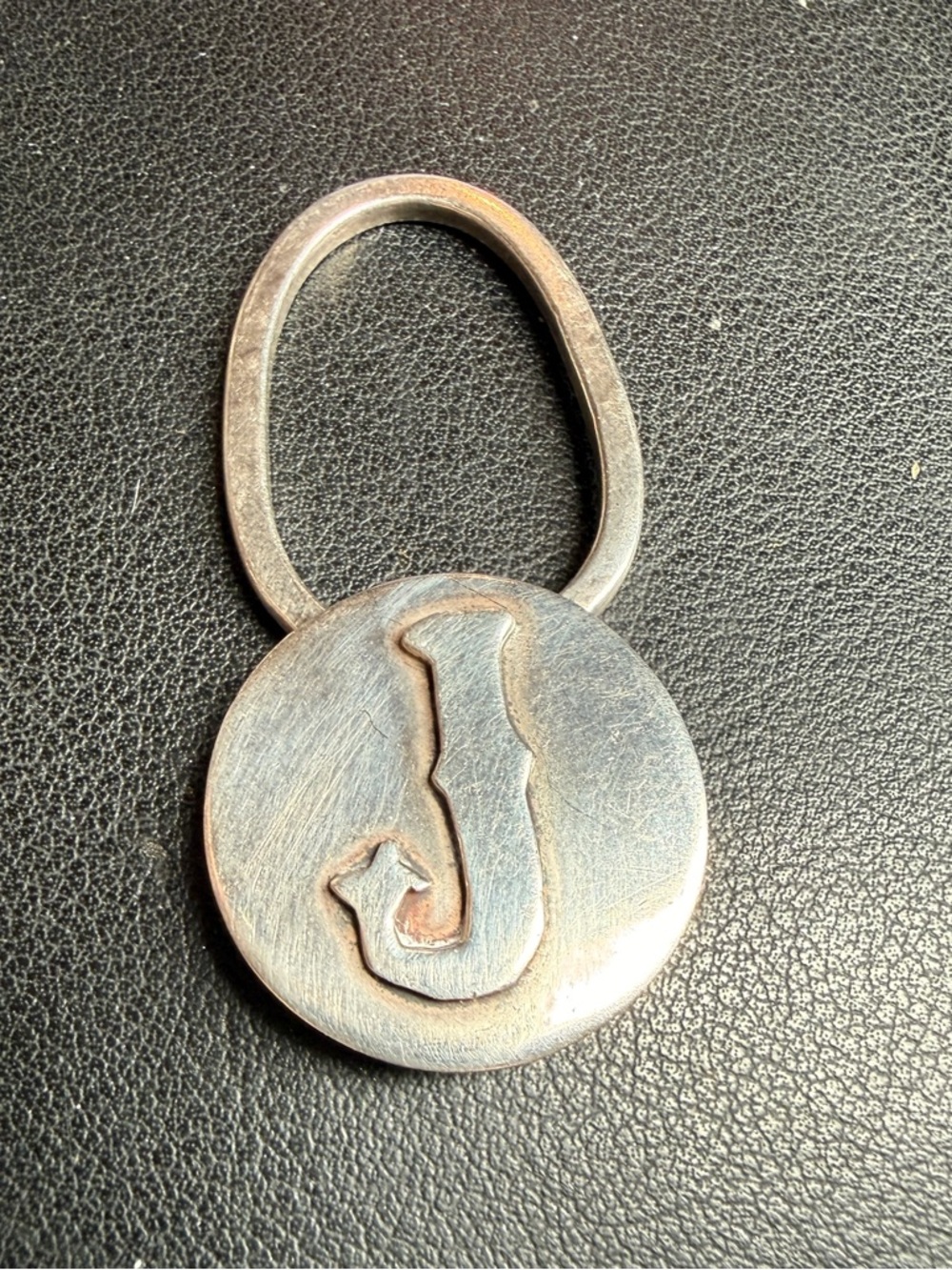 1957-1967 TAXCO Mexico Sterling Initial J Key Ring Bennett Style 17 grams 2 1/8"